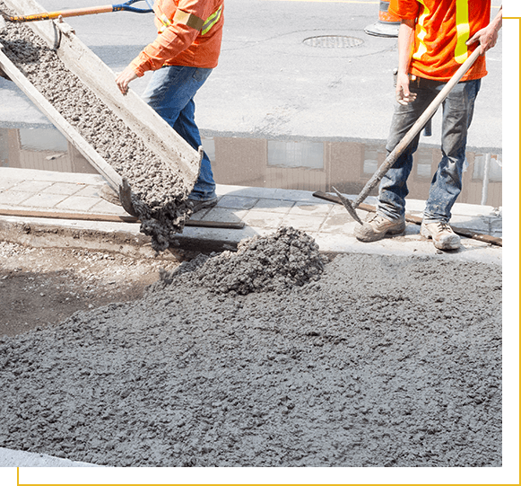 Pouring cement during sidewalk upgrade